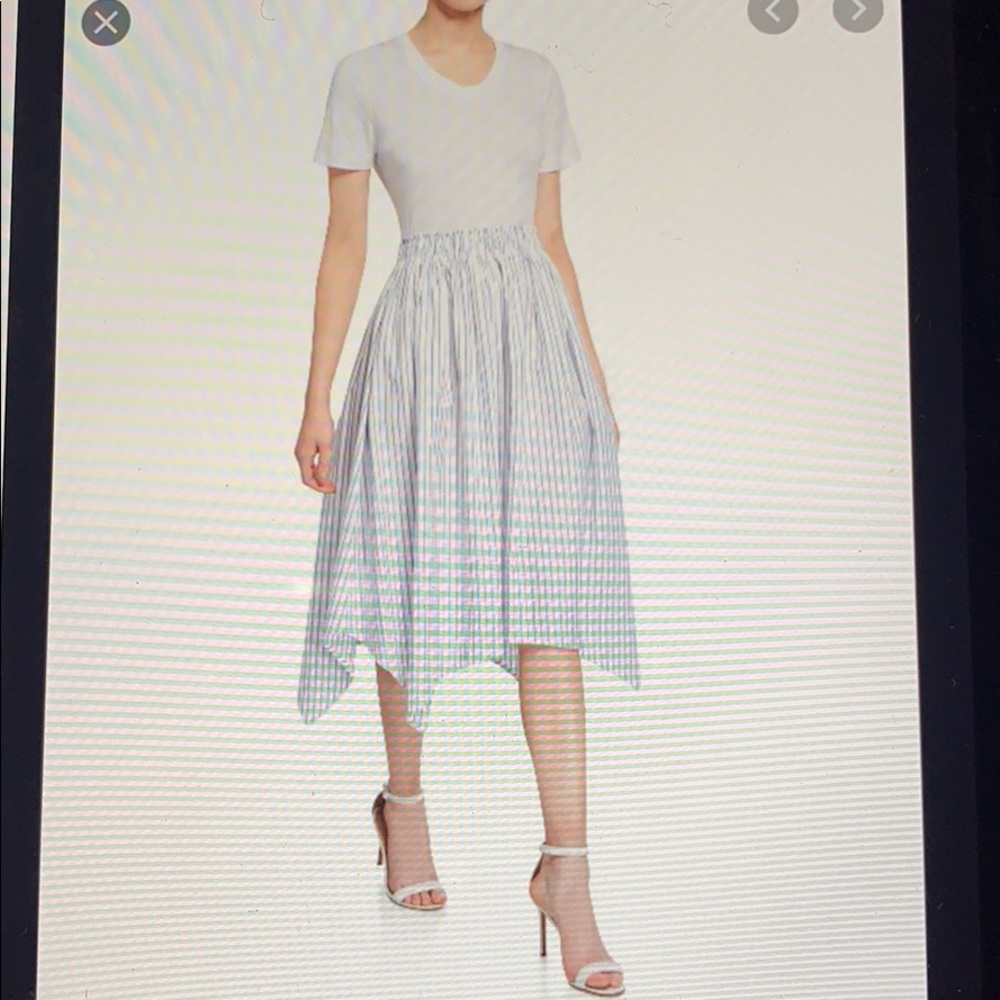DKNY Striped Dress with Handkerchief Hem